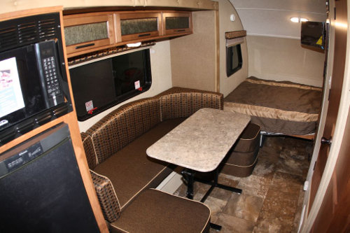 RV Rental Denver Travel Trailer Rpod 179 interioer seating and bed
